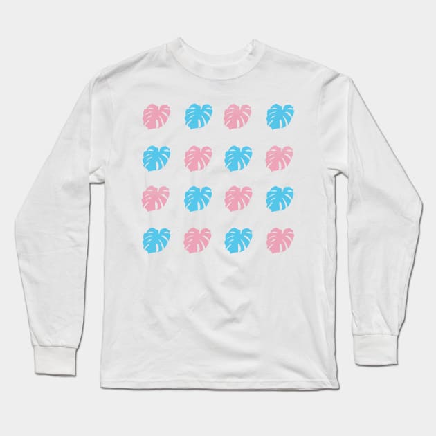 Monstera Deliciosa Leaves - Trans Pride Long Sleeve T-Shirt by JuneNostalgia